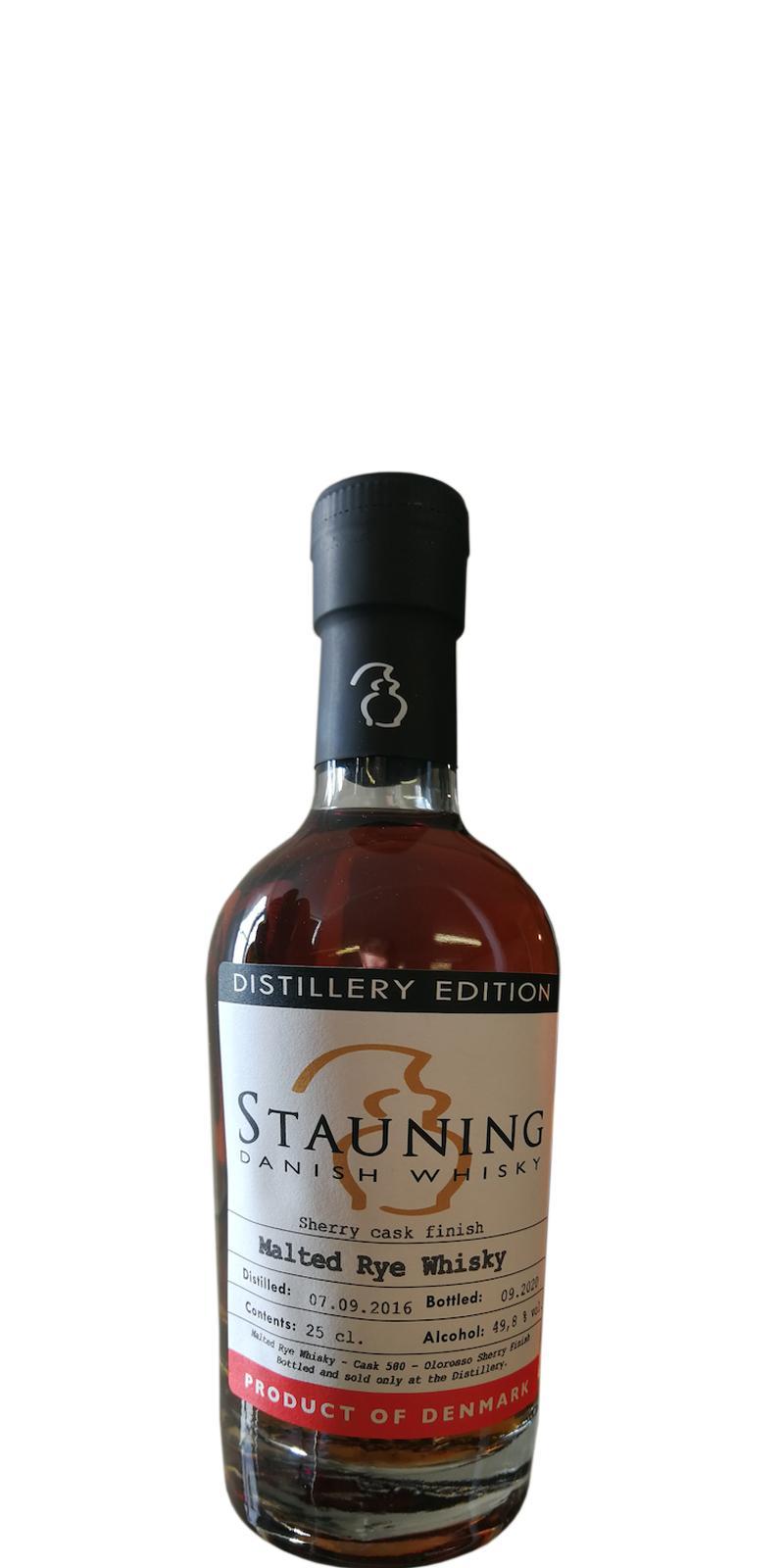 Stauning 2016  Distillery Edition - Malted Rye - Sherry cask finish