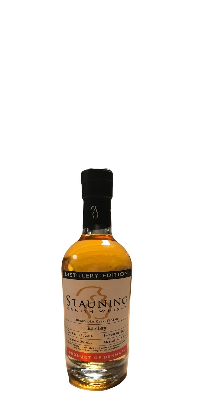 Stauning 2016  Distillery Edition - Barley - Ramandolo Cask Finish