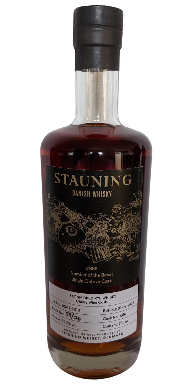 Stauning 2018 - Peat Smoked Rye Whisky  Number of the beast