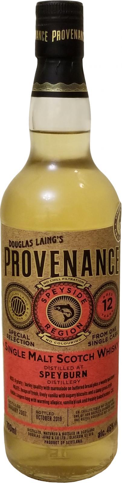 Speyburn 2007 DL  Provenance