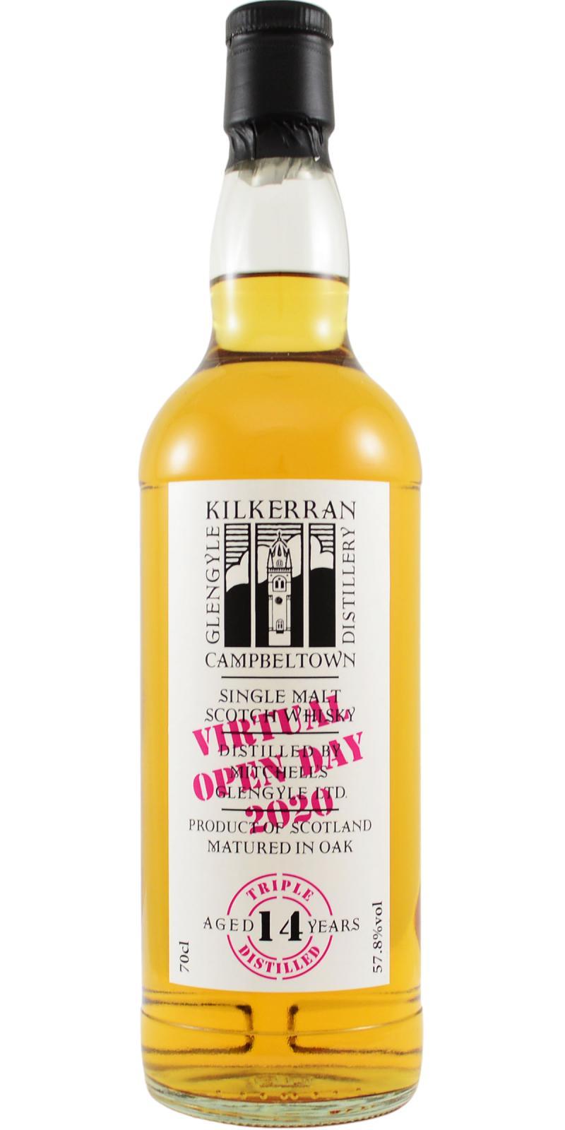 Kilkerran 14-year-old  Triple Distilled  - Virtual Open Day 2020