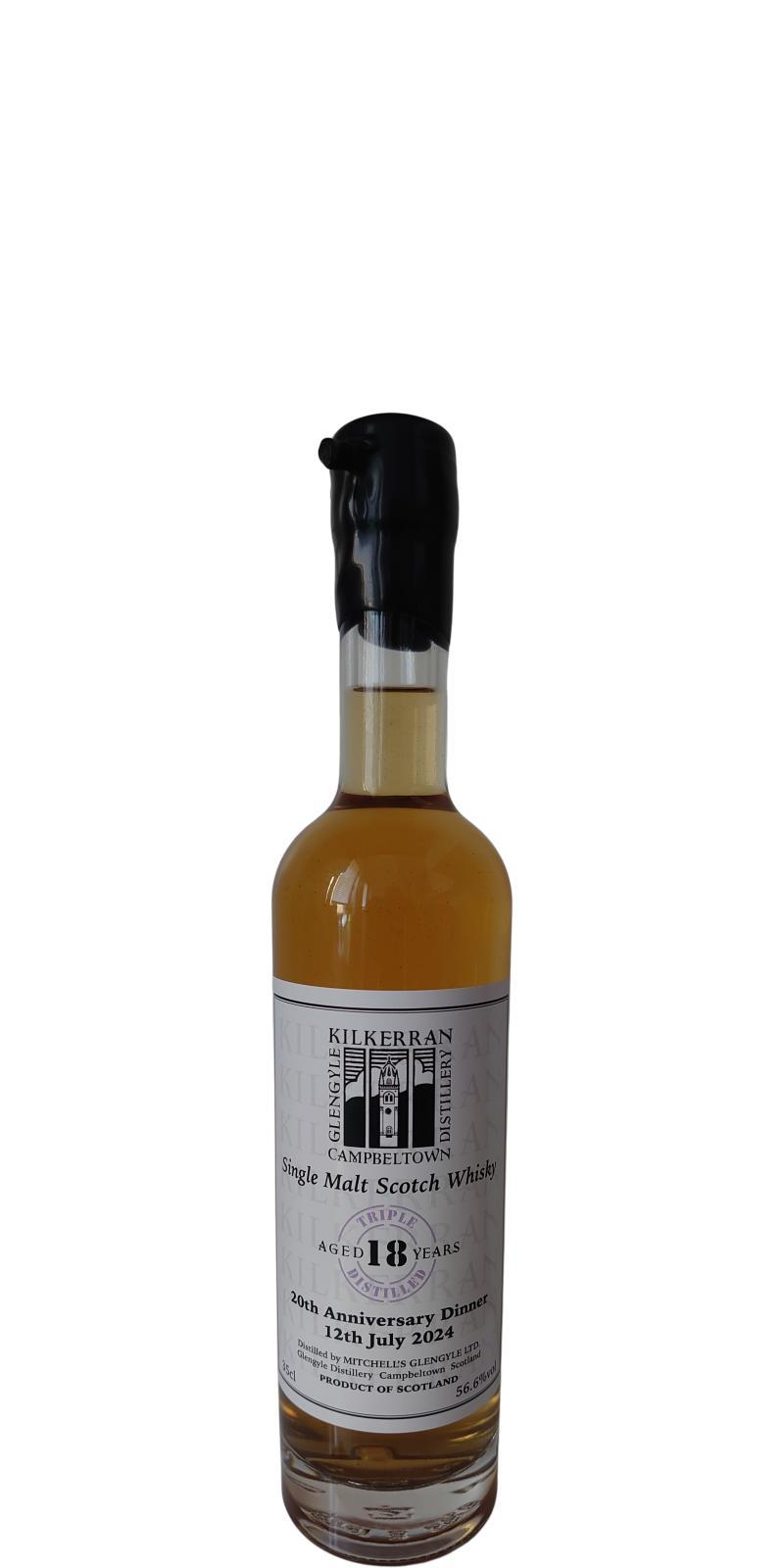 Kilkerran 18-year-old  20th Anniversary Dinner 12th July 2024