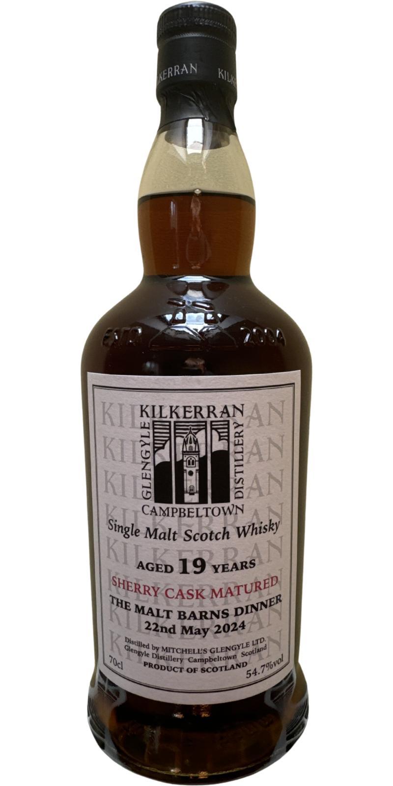Kilkerran 19-year-old  The Malt Barns Dinner
