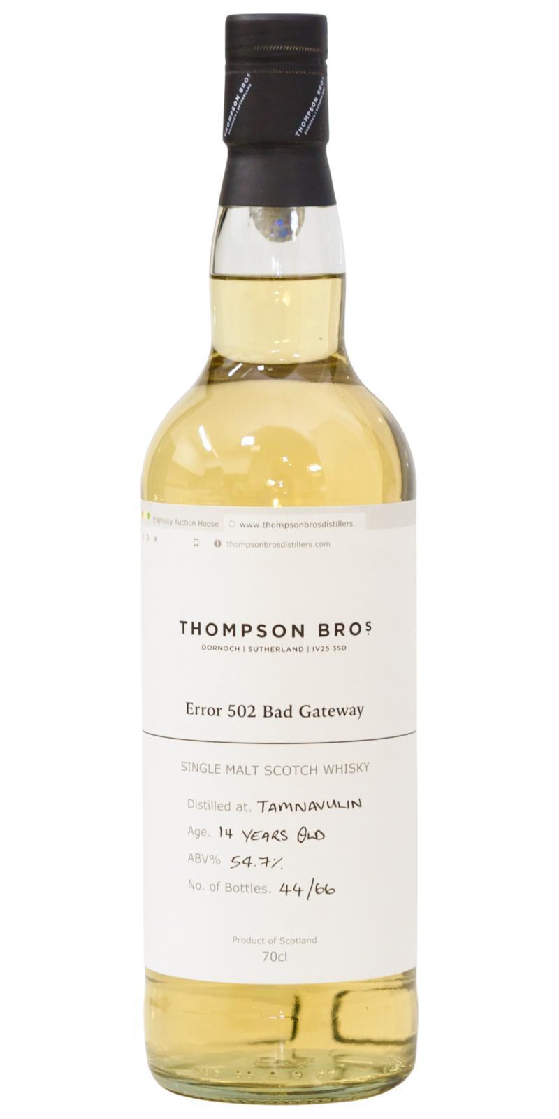 Tamnavulin 2009 PST Error 502 Bad Gateway