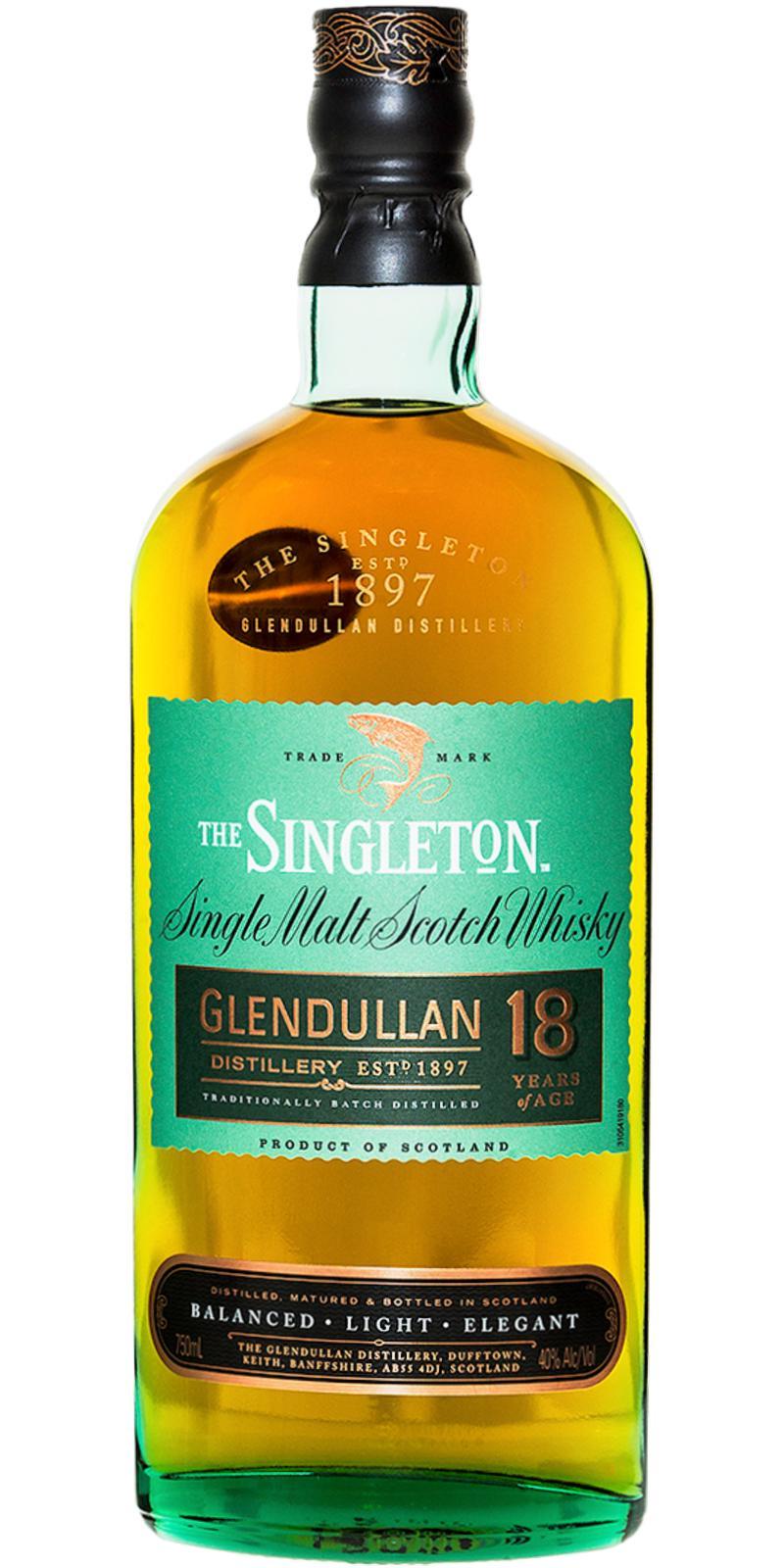 The Singleton of Glendullan 18-year-old  Balanced, Light, Elegant