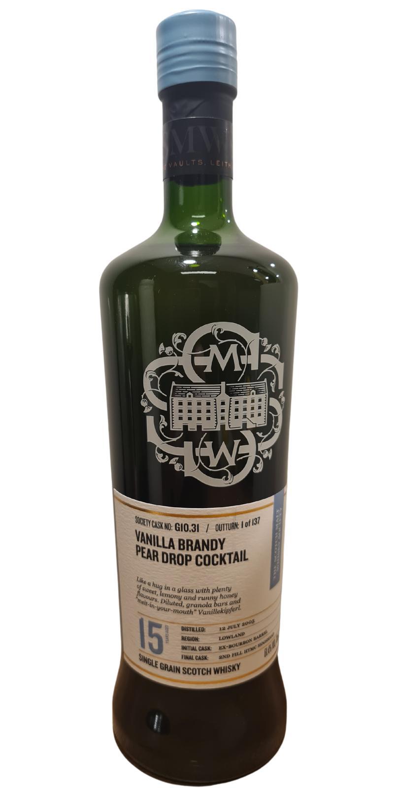 Strathclyde 2005 SMWS G10.31  Vanilla brandy pear drop cocktail