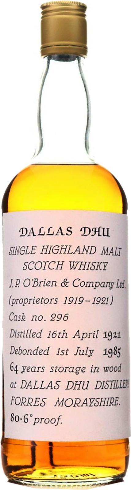 Dallas Dhu 1921  The Private Cask