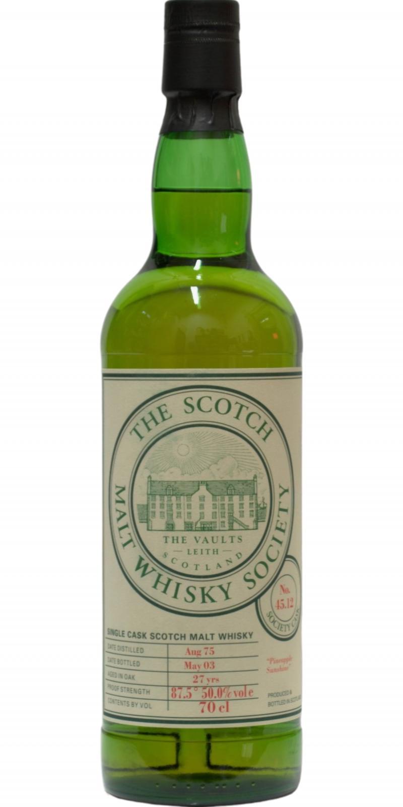 Dallas Dhu 1975 SMWS 45.12  Pineapple Sunshine
