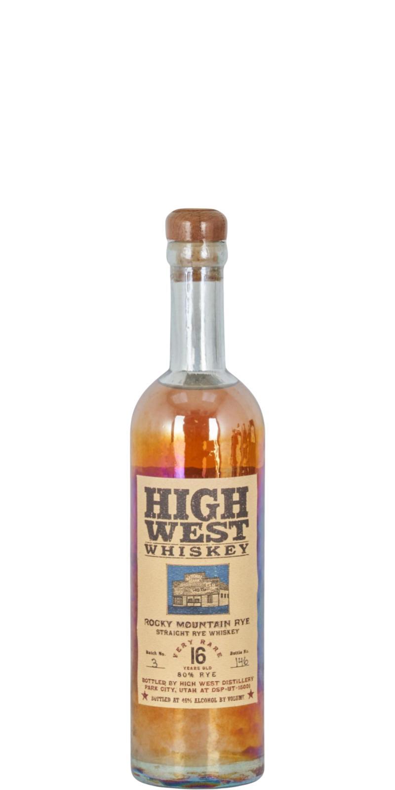 High West 16-year-old  Rocky Mountain Rye
