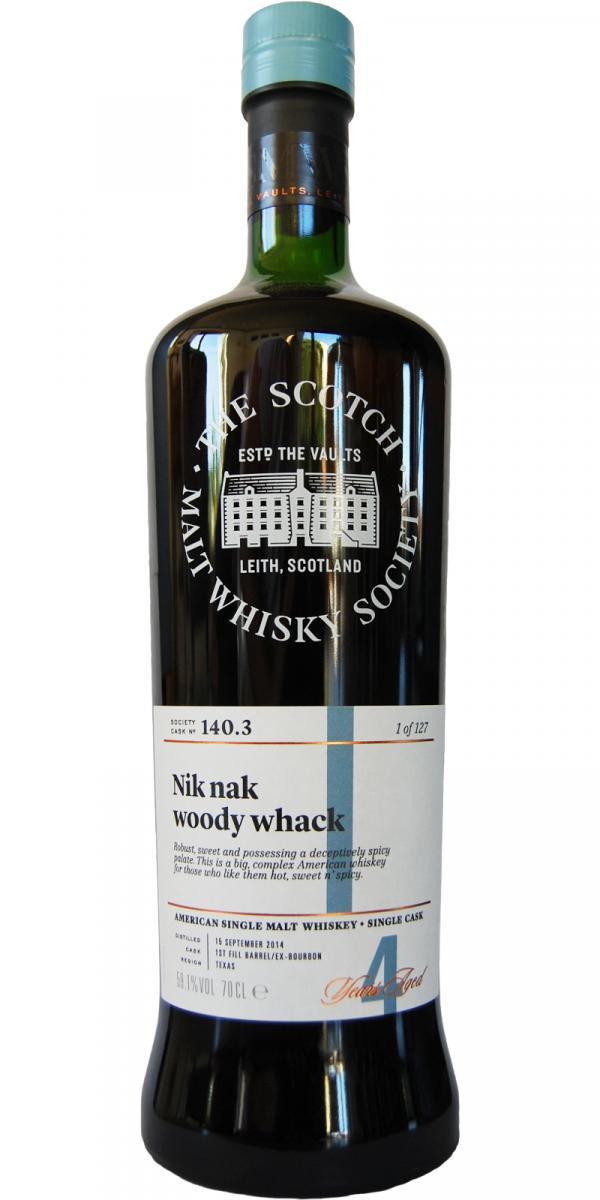 Balcones 2014 SMWS 140.3 Nik nak woody whack
