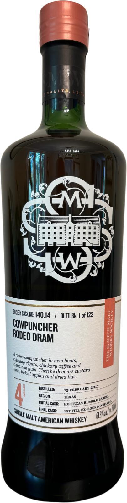 Balcones 2017 SMWS 140.14 Cowpuncher rodeo dram