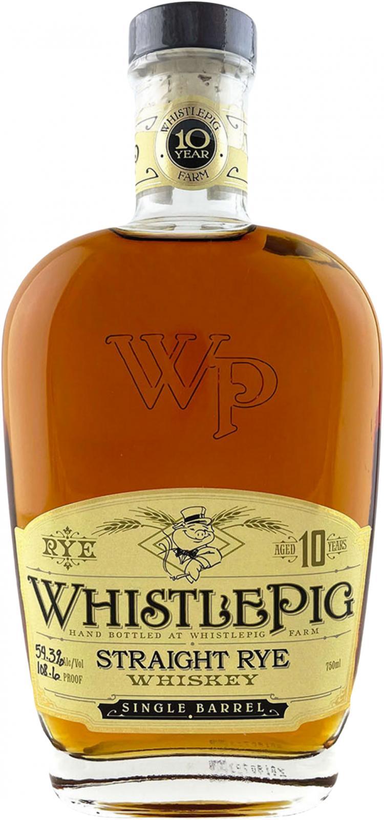 WhistlePig 10-year-old  Straight Rye Whiskey - Single Barrel