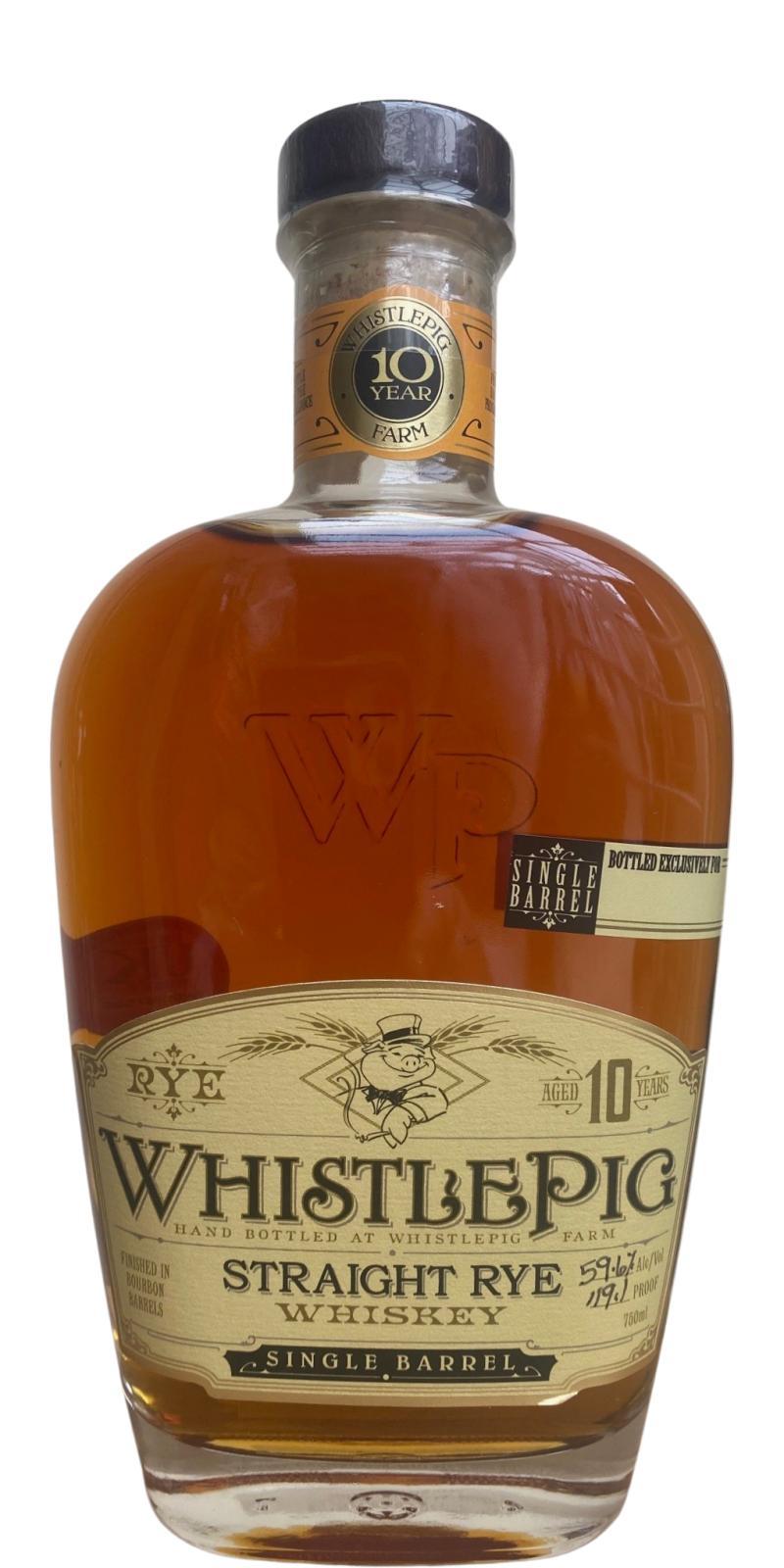 WhistlePig 10-year-old  Straight Rye Single Barrel