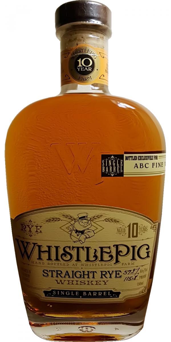 WhistlePig 10-year-old  Straight Rye Whiskey - Single Barrel