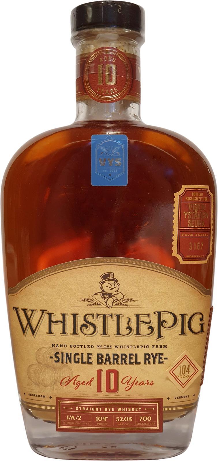 WhistlePig 10-year-old  Single Barrel Rye