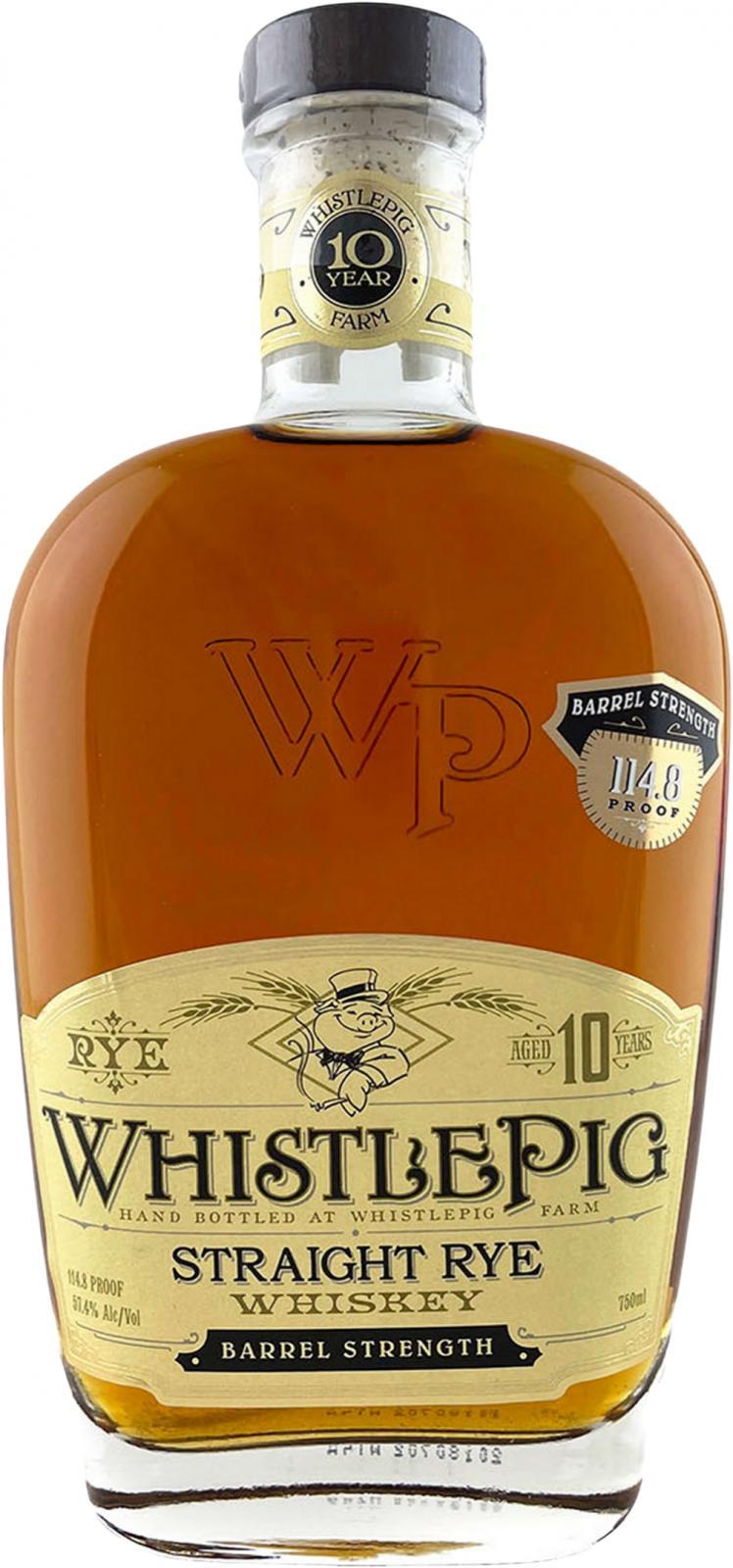 WhistlePig 10-year-old  Straight Rye Whiskey - Barrel Strength