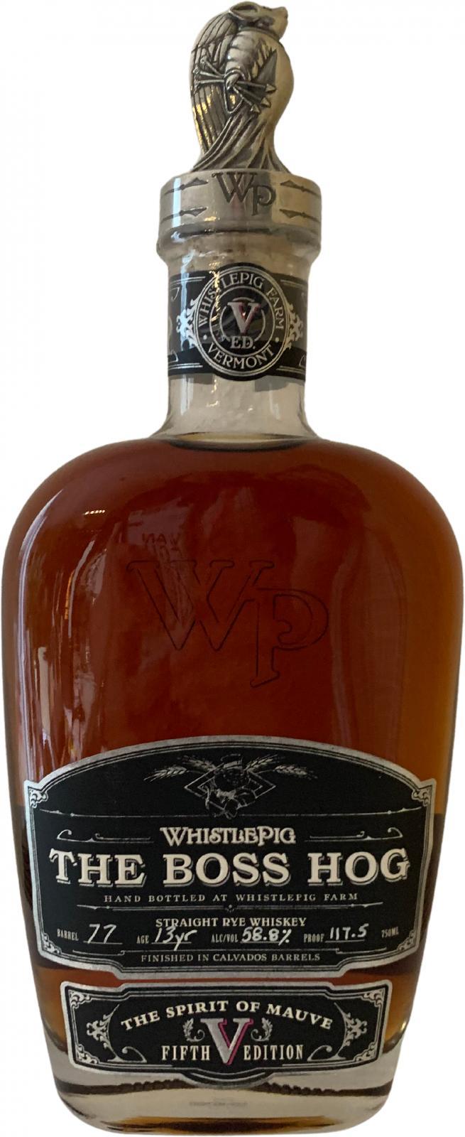 WhistlePig The Boss Hog - 5th Edition  The Spirit of Mauve