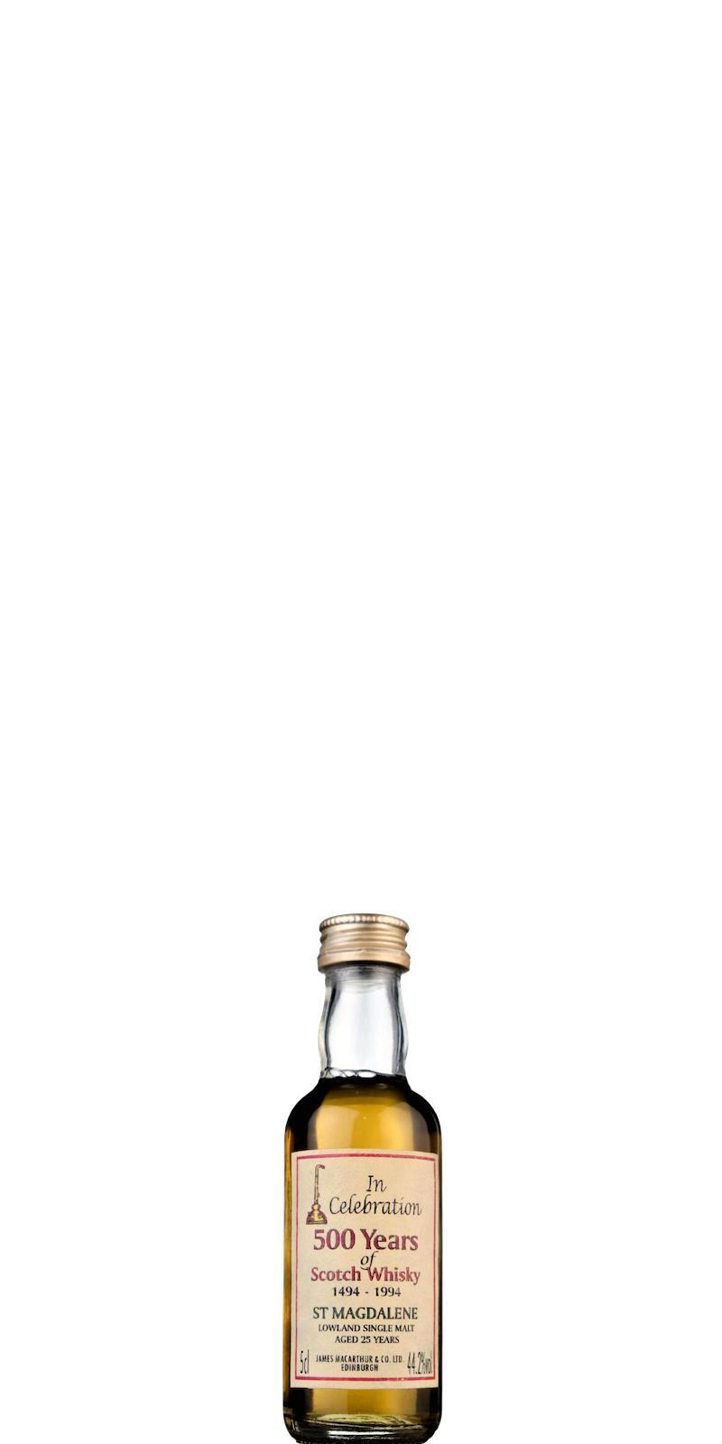 St. Magdalene 25-year-old JM  In Celebration 500 Years of Scotch Whisky 1494 - 1994 - Miniature