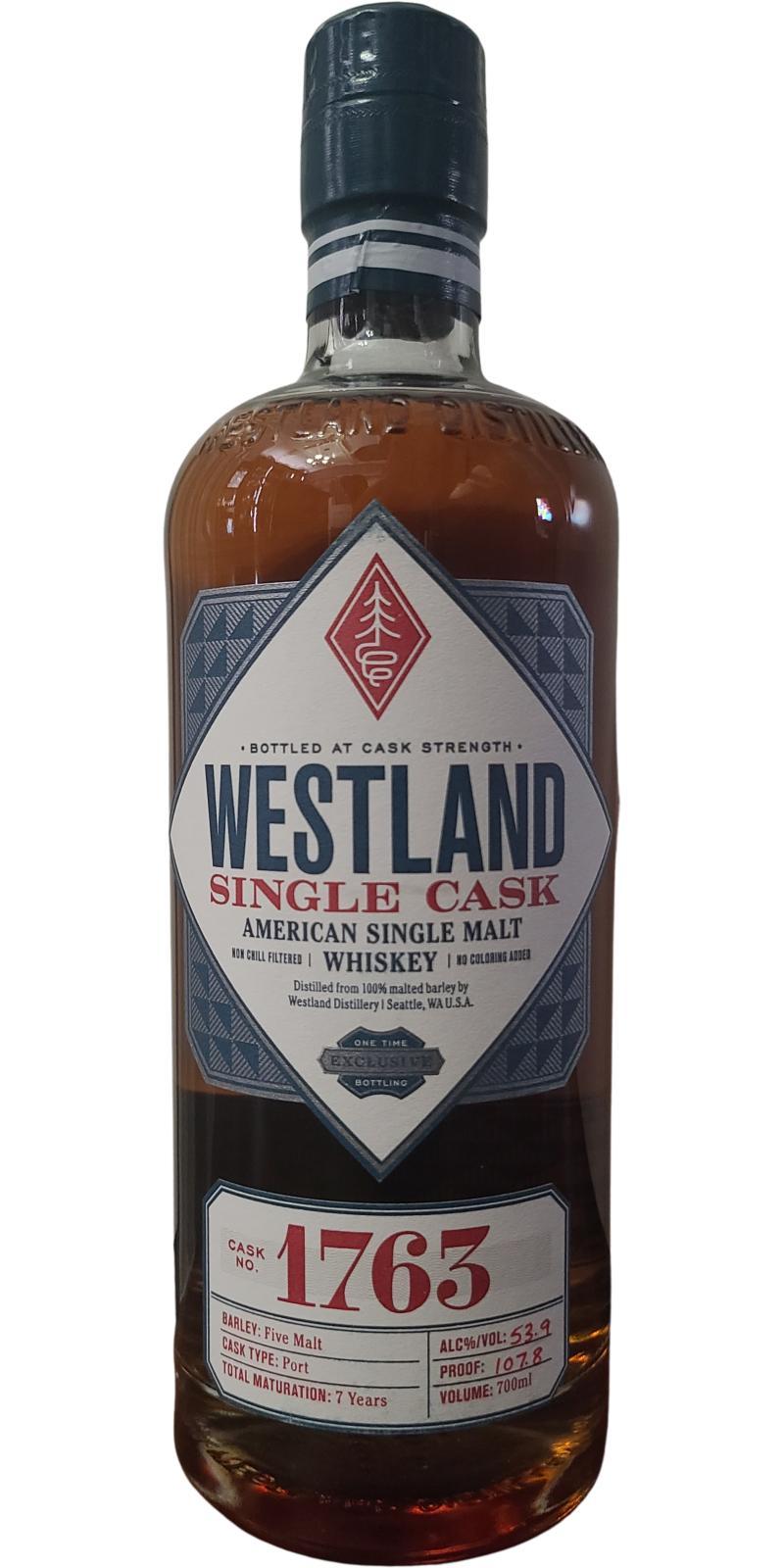 Westland Cask No. 1763  Single Cask Release