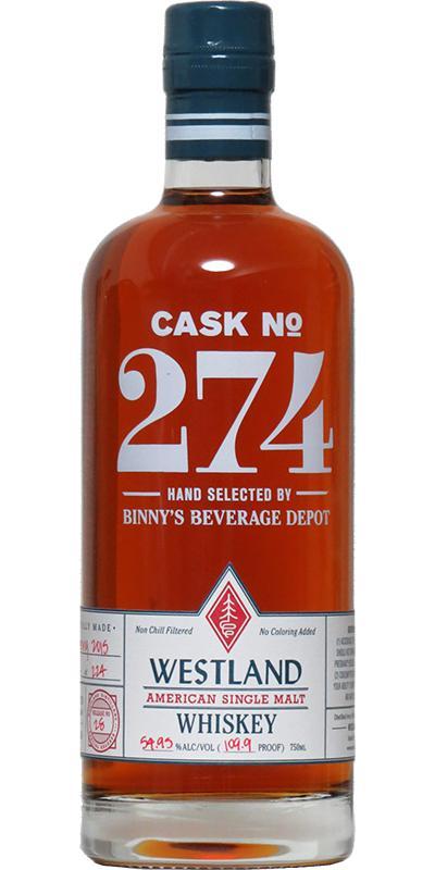 Westland Cask No. 274  Single Cask Release