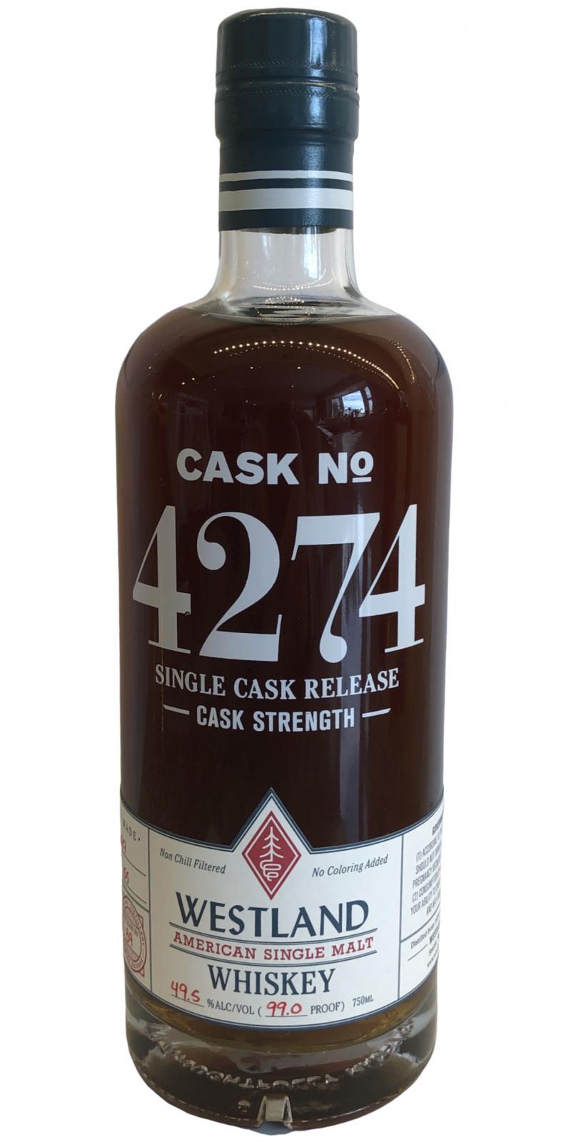 Westland Cask No. 4274  Single Cask Release