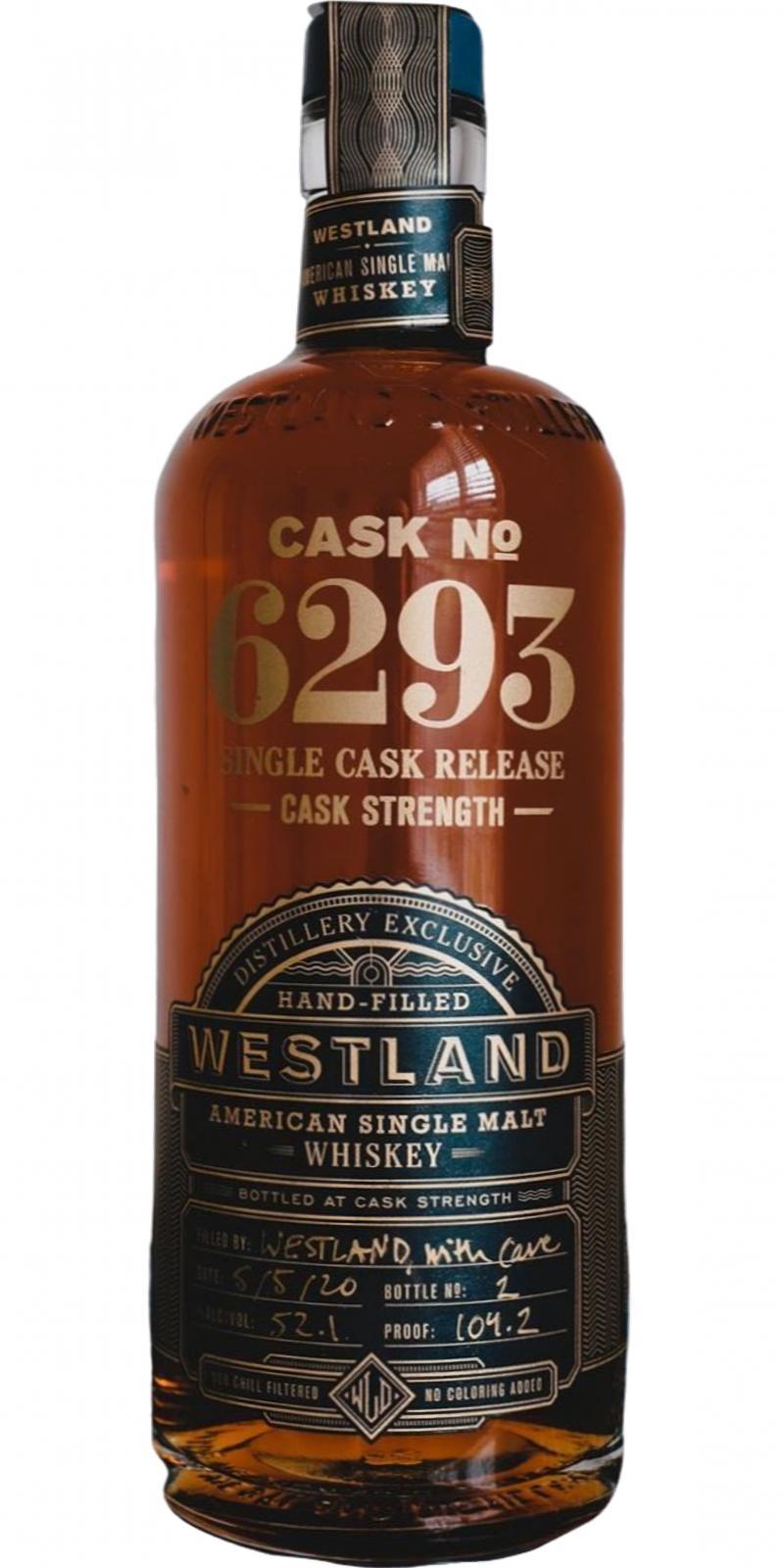 Westland Cask No. 6293  Single Cask Release - Hand-Filled