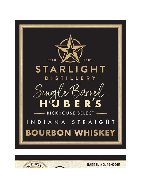 Starlight Distillery Bourbon Whiskey  Huber's - Single Barrel