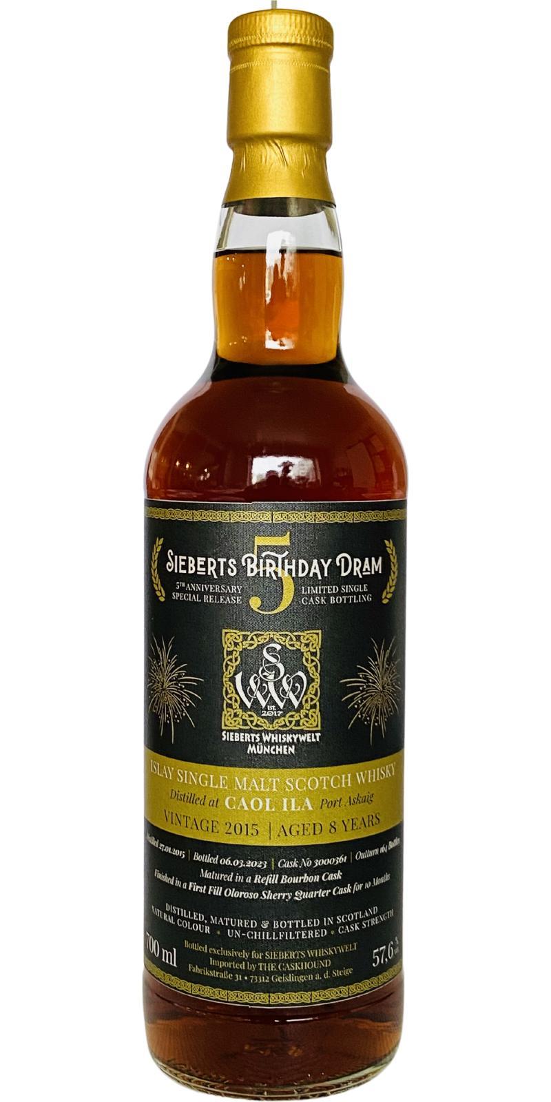 Caol Ila 2015 SWW Sieberts Birthday Dram