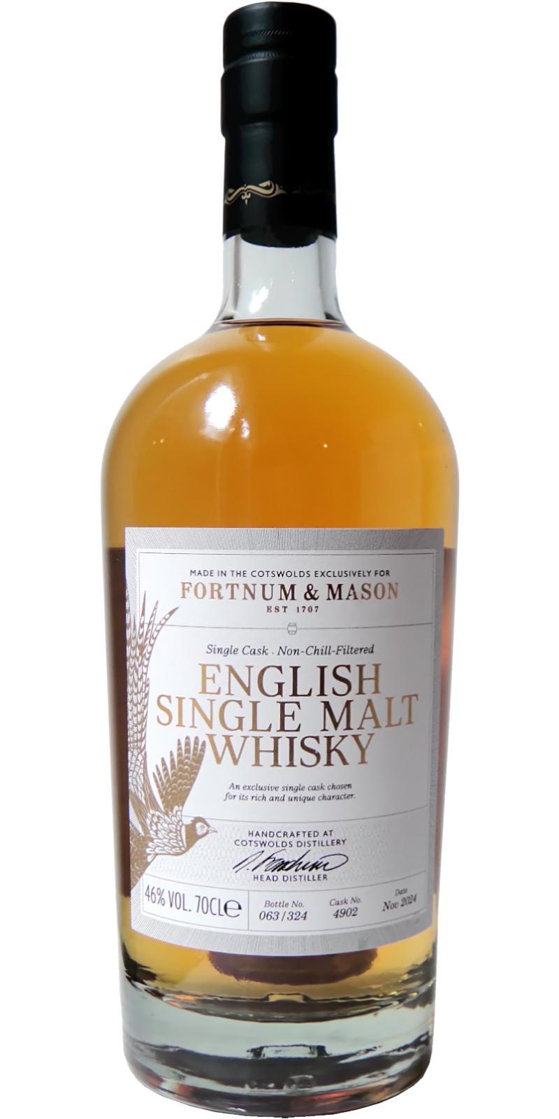 Fortnum & Mason English Single Malt Whisky  Single Cask