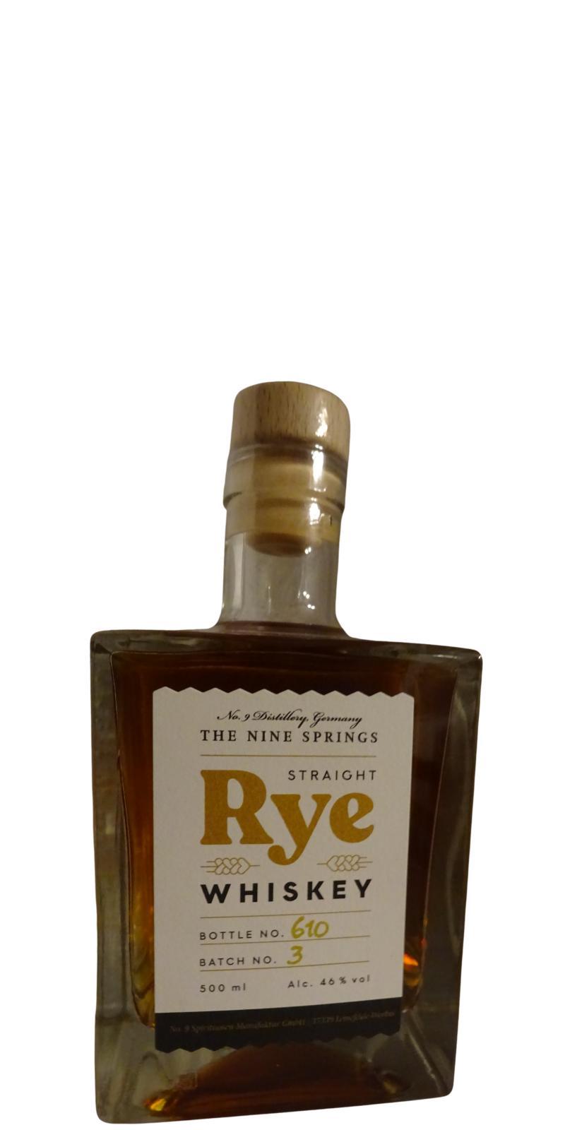 The Nine Springs Straight Rye Whiskey