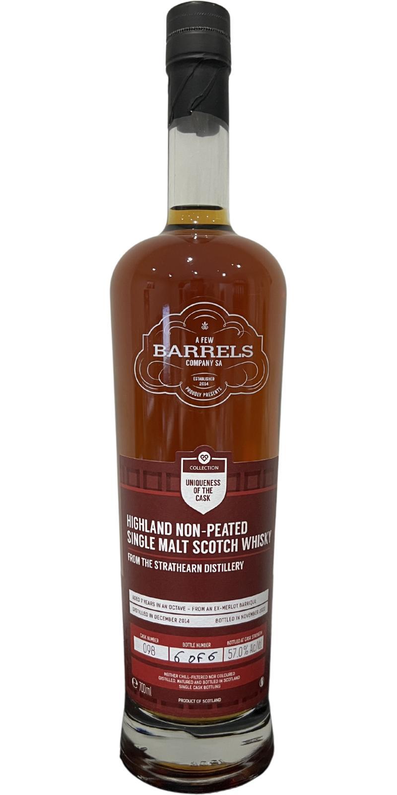 Strathearn Single Cask AFBC  Uniqueness of the Cask