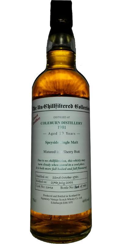 Coleburn 1981 SV The Un-Chillfiltered Collection