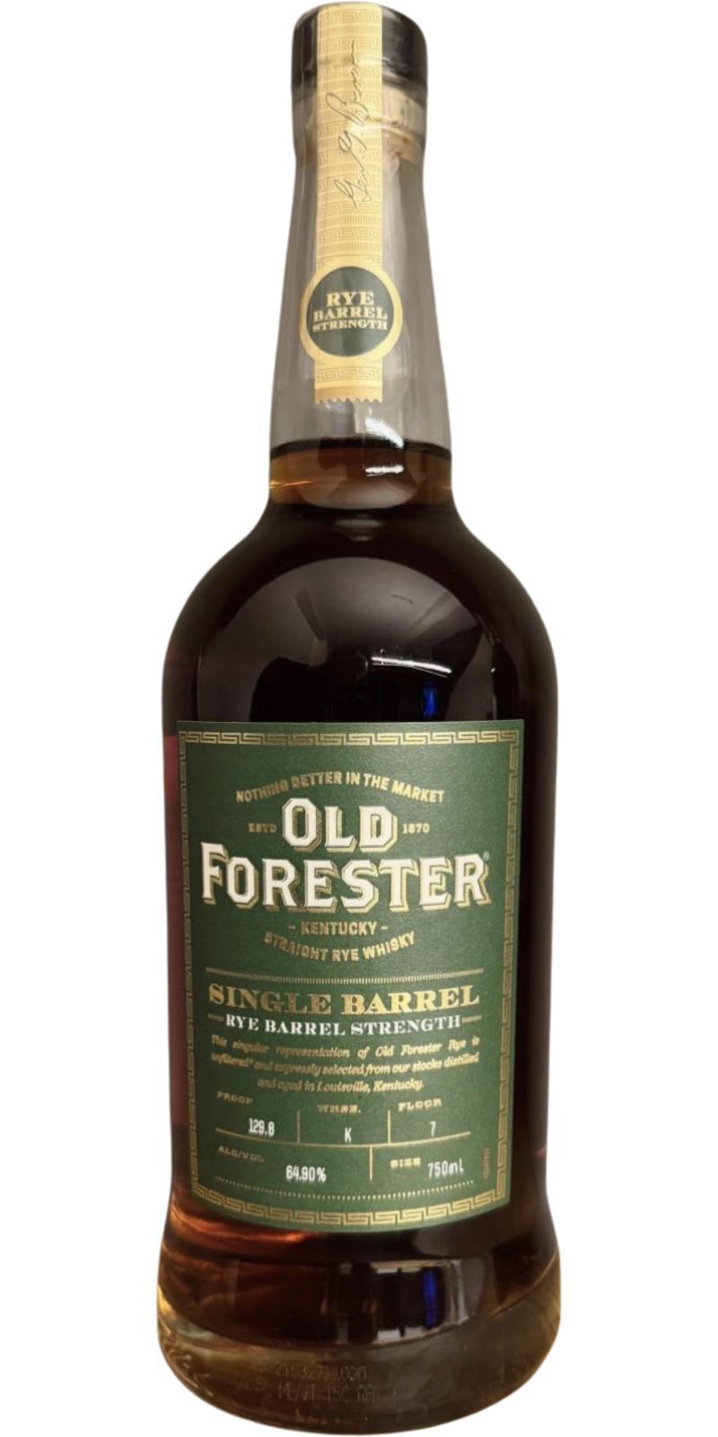 Old Forester Single Barrel Rye  Barrel Strength