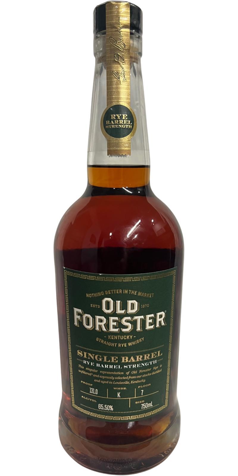 Old Forester Single Barrel Rye  Barrel Strength