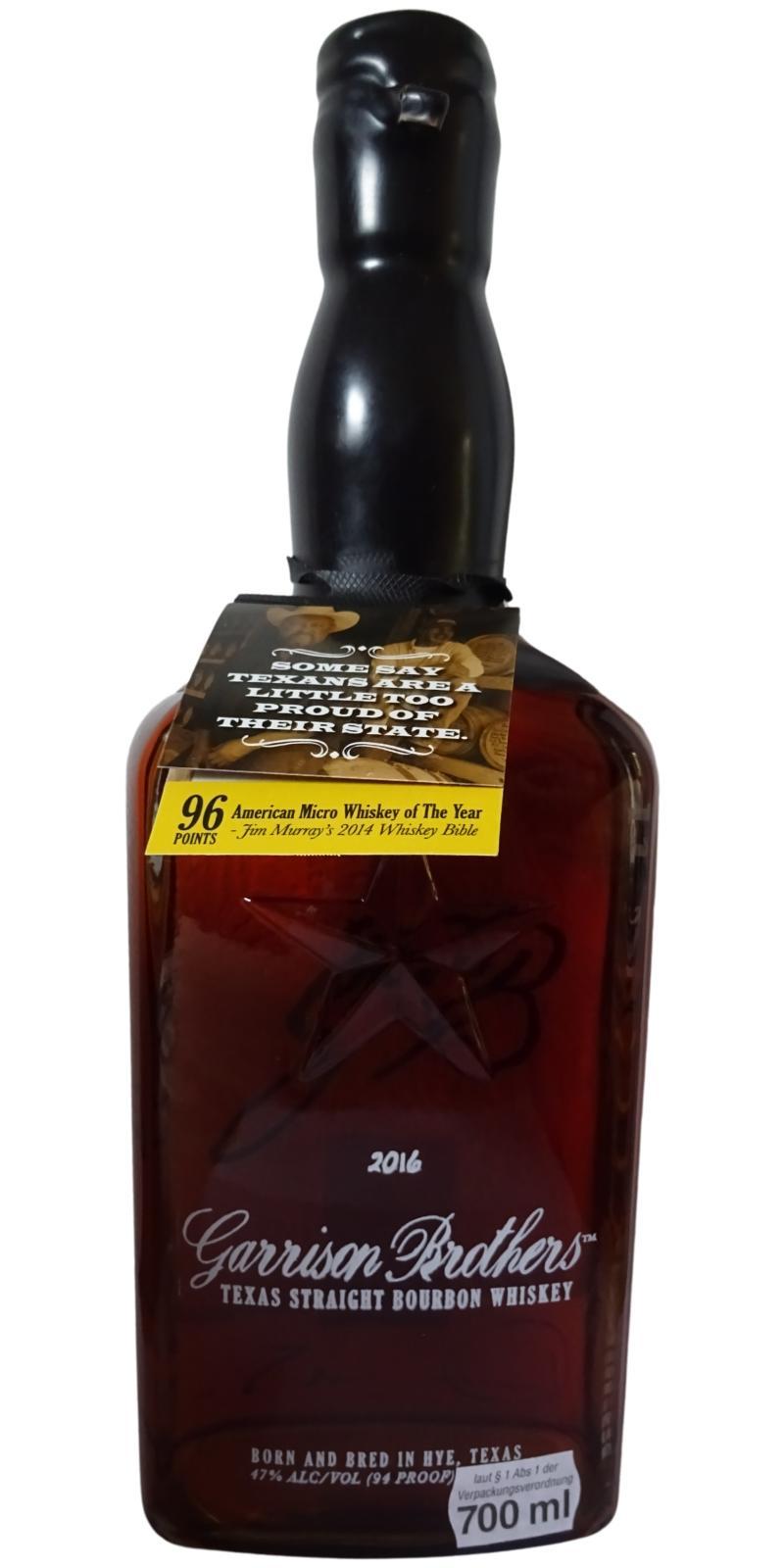 Garrison Brothers 2012  Texas Straight Bourbon Whiskey