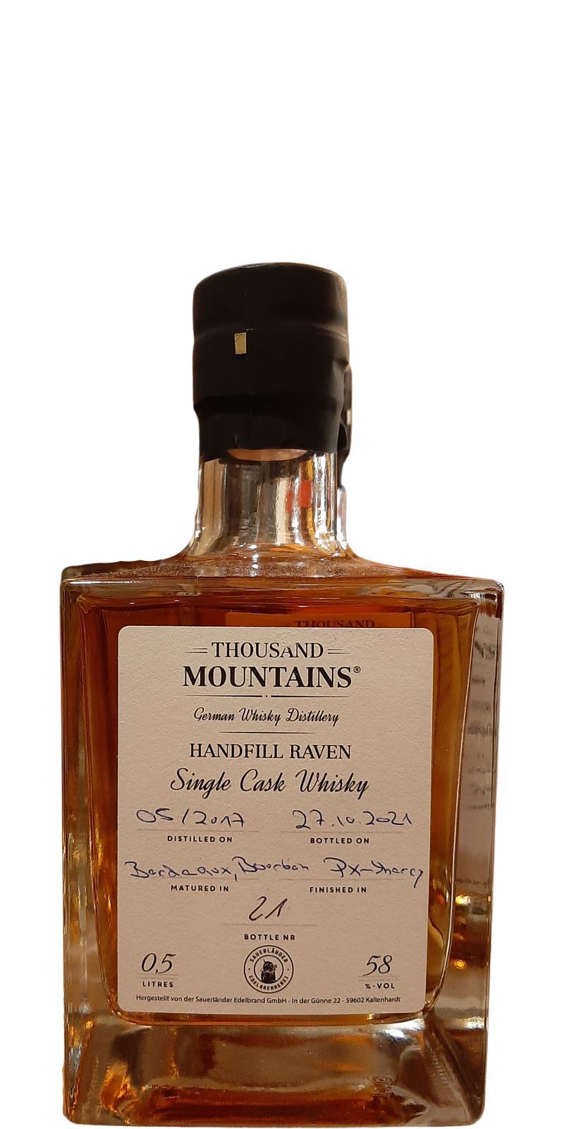 Thousand Mountains 2017  Handfill Raven Single Cask Whisky