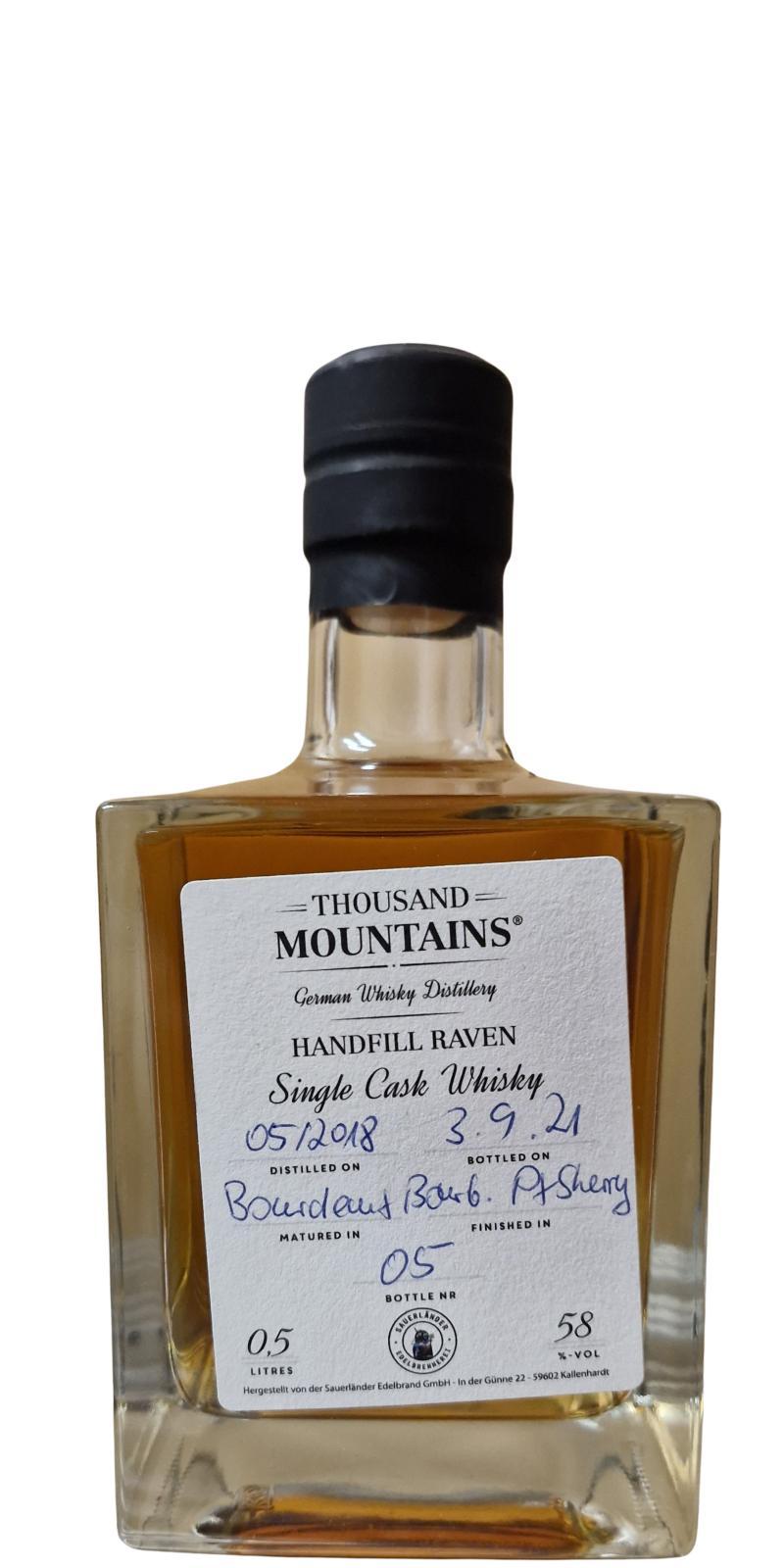 Thousand Mountains 2018  Handfill Raven Single Cask Whisky