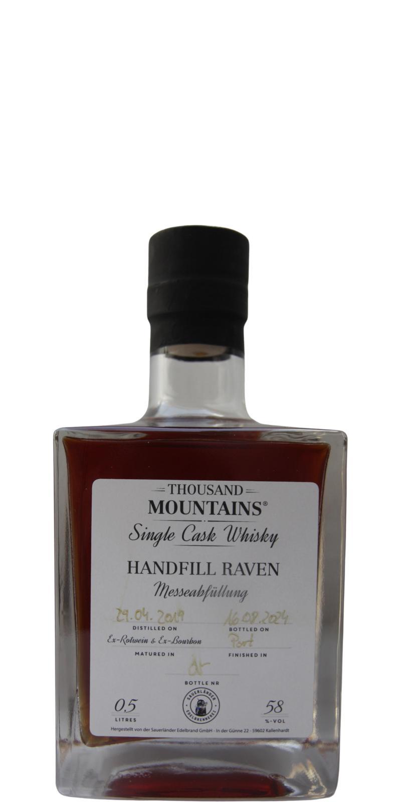 Thousand Mountains 2019  Handfill Raven Single Cask Whisky