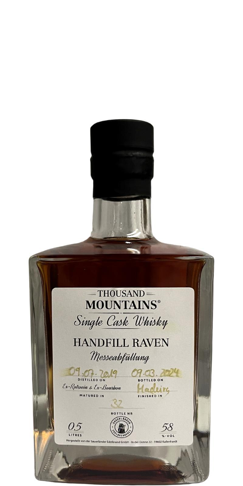 Thousand Mountains 2019  Handfill Raven Single Cask Whisky