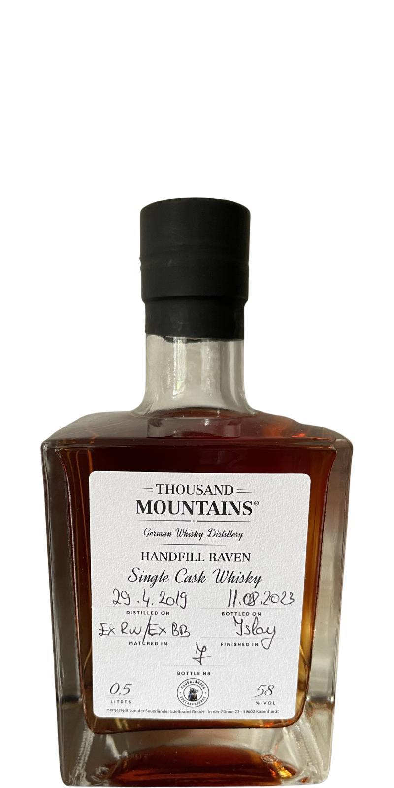 Thousand Mountains 2019  Handfill Raven Single Cask Whisky