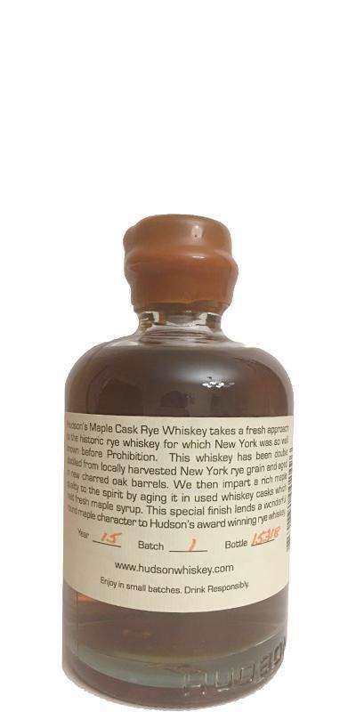 Hudson Maple Cask Rye Whiskey