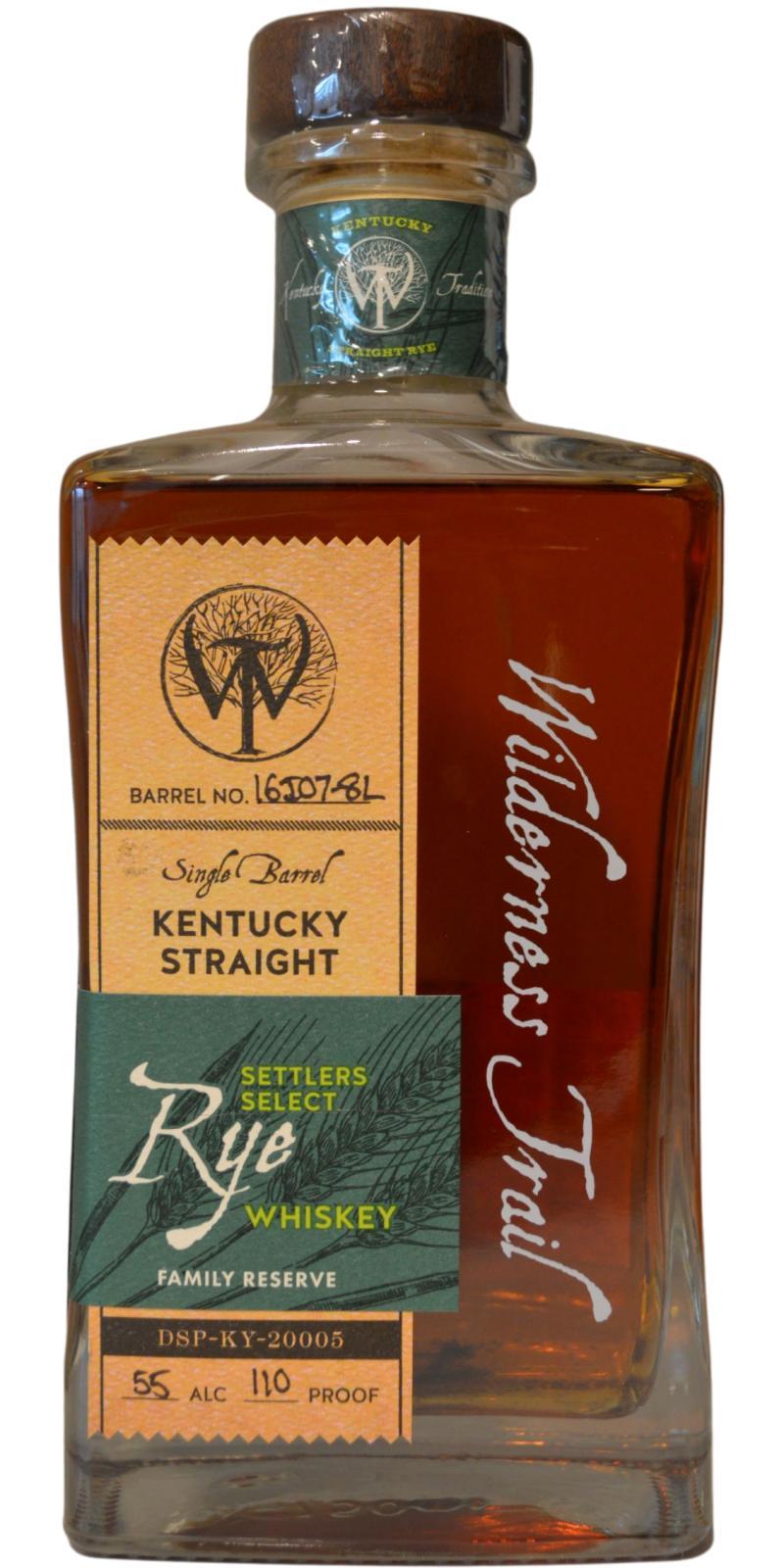 Wilderness Trail Single Barrel Straight Rye Settlers Select Rye Whiskey