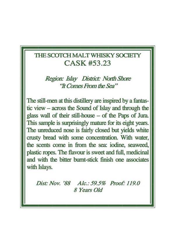 Caol Ila 1988 SMWS 53.19 Boat varnish, medicine chest and conkers.