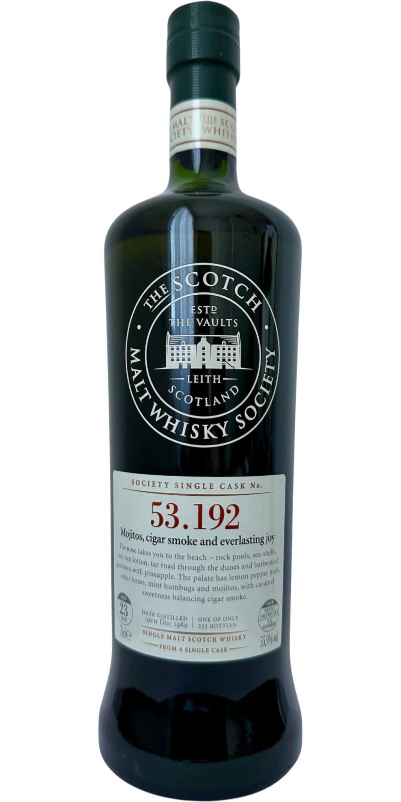 Caol Ila 1989 SMWS 53.192 Mojitos cigar smoke and everlasting joy