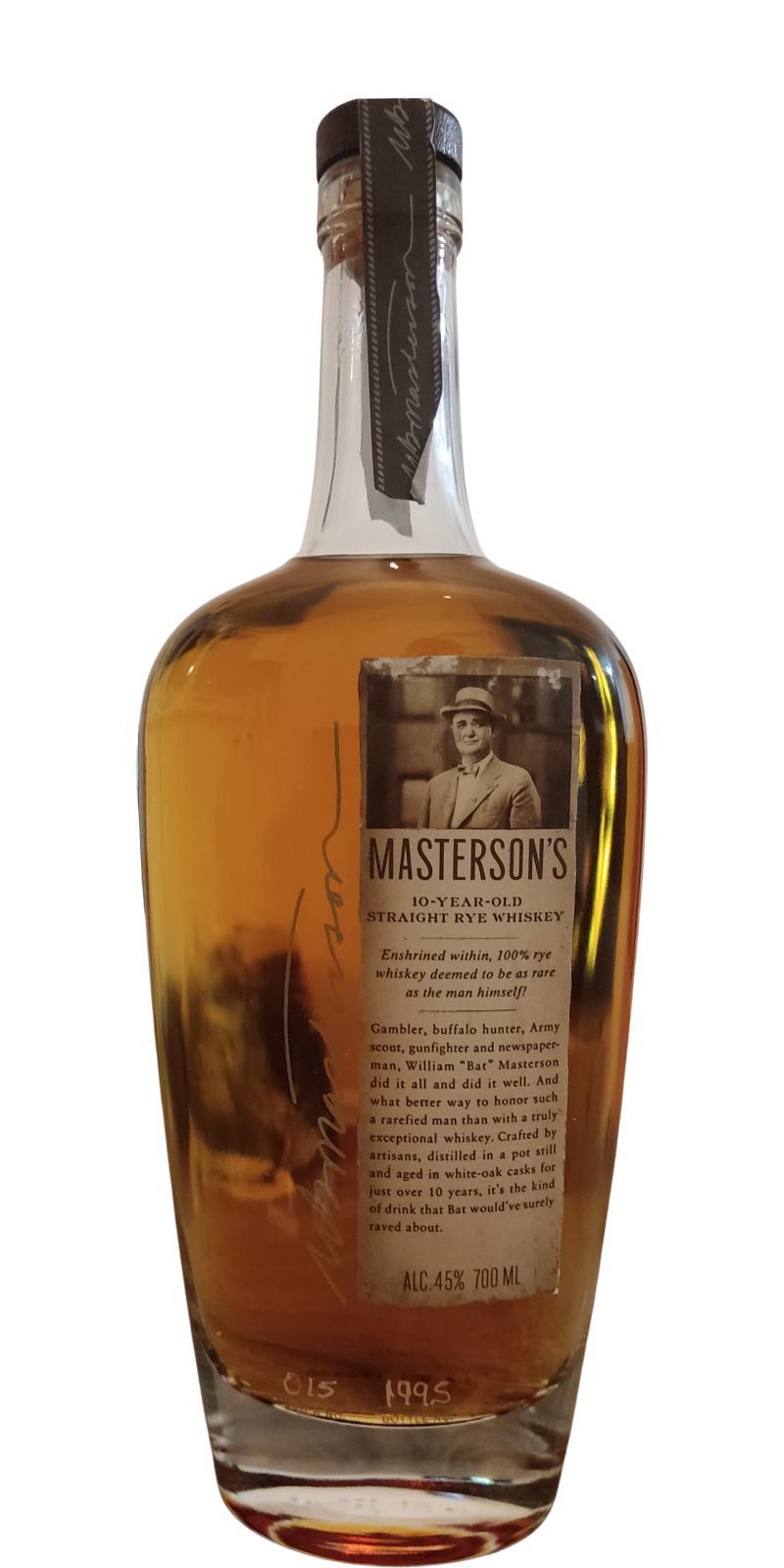 Masterson's 10-year-old Straight Rye Whiskey