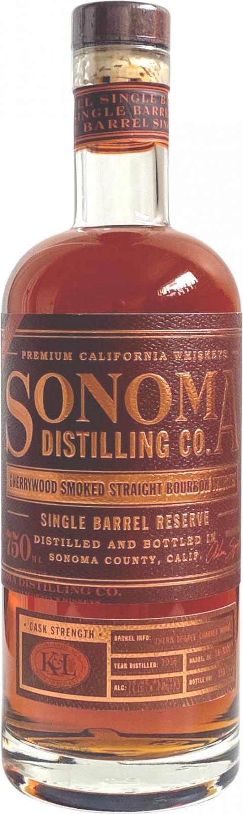 Sonoma County Cherrywood smoked Straight Bourbon Whiskey  Single Barrel Reserve