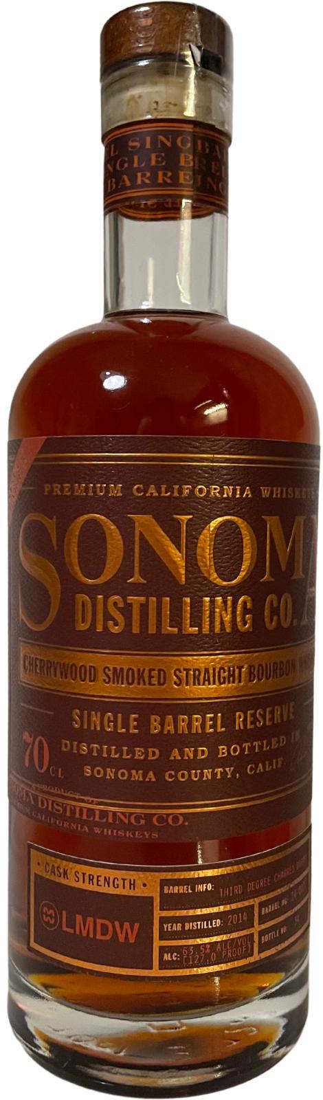 Sonoma County Cherrywood smoked Straight Bourbon Whiskey  Single Barrel Reserve