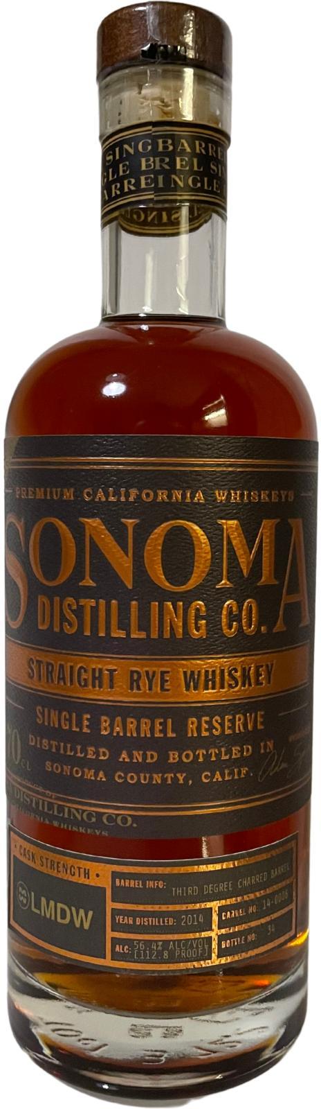 Sonoma County Straight Rye Whiskey   Single Barrel Reserve