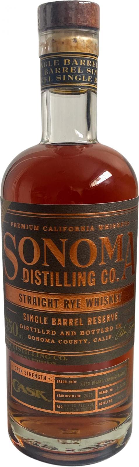 Sonoma County Straight Rye Whiskey  Single Barrel Reserve