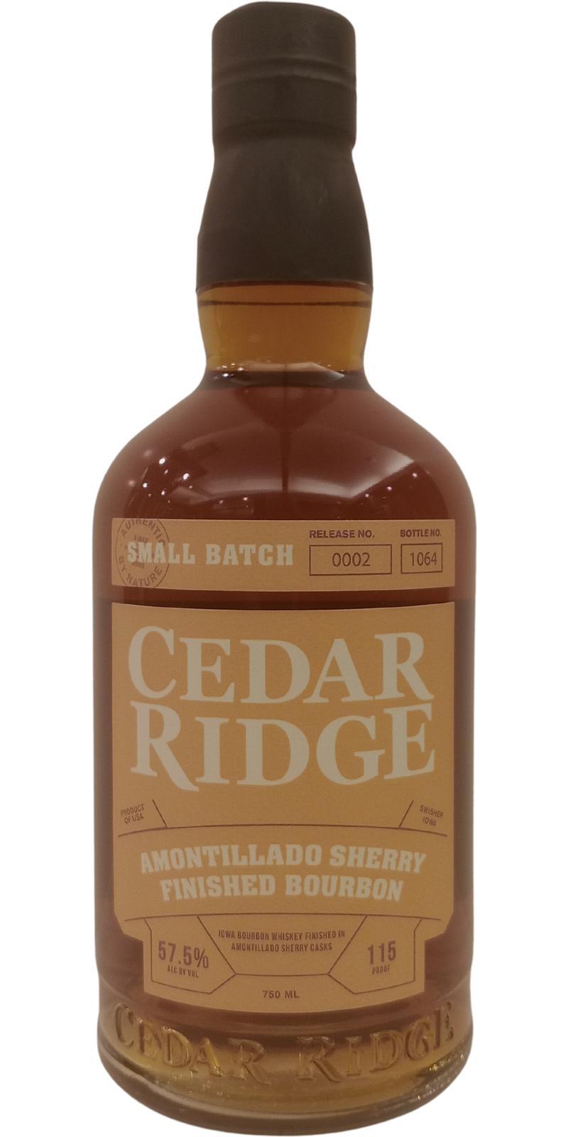 Cedar Ridge Amontillado Sherry Finished Bourbon Release 2